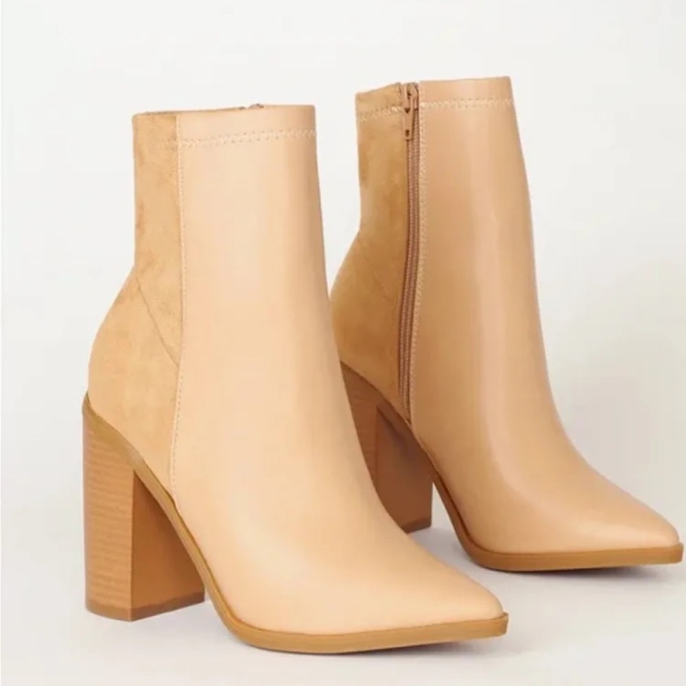 Tan Lulu’s Ankle Boots with Block Heel size 9